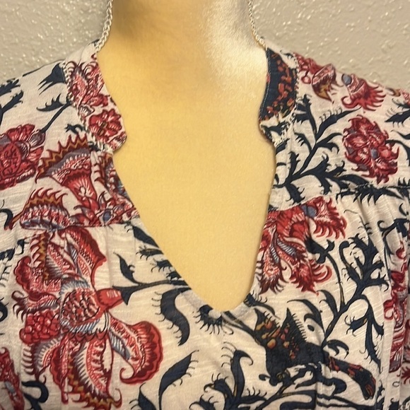 Lucky Brand Blue and Red Floral Blouse Size S - Picture 2 of 6